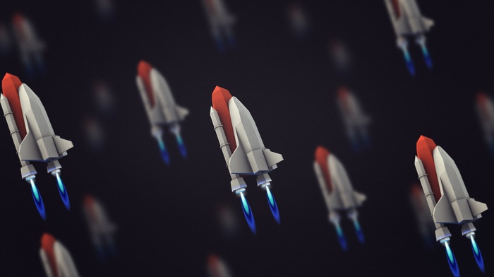 low poly, space, space shuttle, spaceship