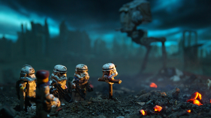Star Wars, stormtrooper, depth of field, LEGO, miniatures, battlefield, lego star wars