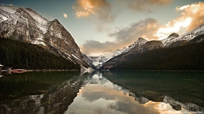 lake louise, mountain, lake, Canada, snow