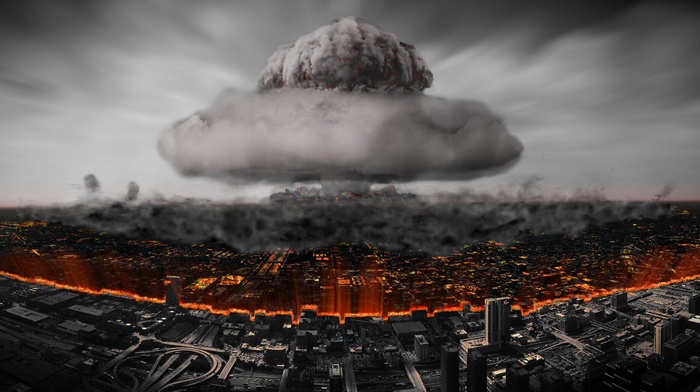 mushroom clouds, nuclear, bombs, people