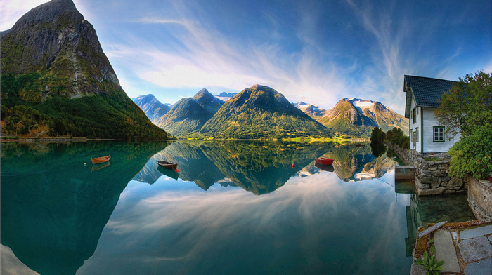 reflection, lake, mountain