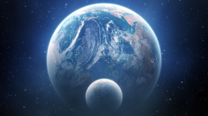 space, Earth, space art, planet, moon