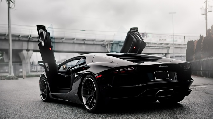 Lamborghini Aventador, black, car, Lamborghini