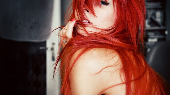 lips, girl, eyes, redhead
