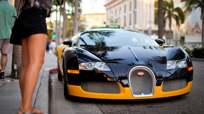 girl, Bugatti Veyron, car