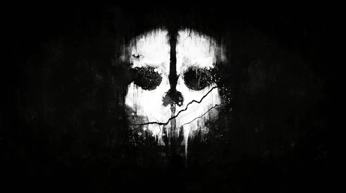 video games, white, Call of Duty Ghosts, dark, Rorschach test