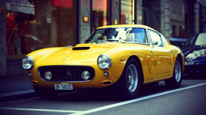 Ferrari, yellow cars, vintage, car