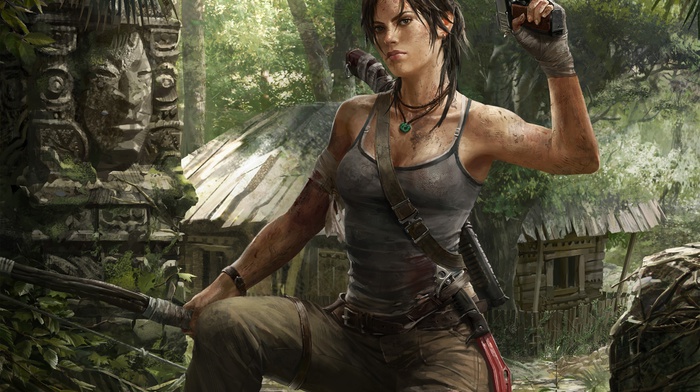 Lara Croft, video games, Tomb Raider, gun