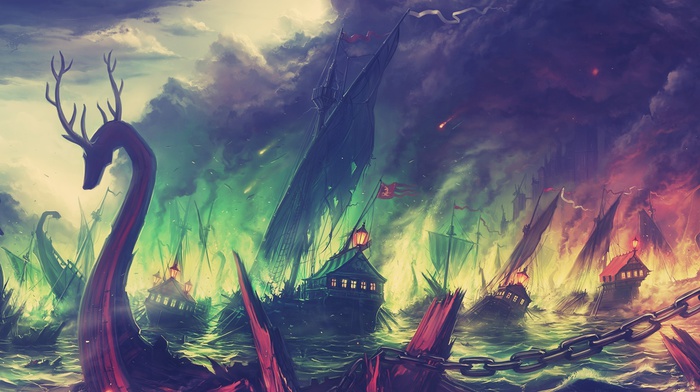 artwork, ship, Game of Thrones, battle