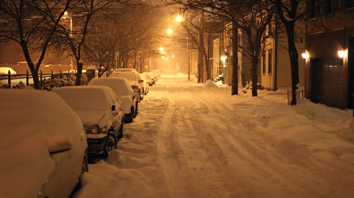 snow, car, cozy