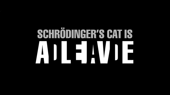 black background, simple, science, Schrodinger Cat