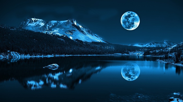 lake, moon