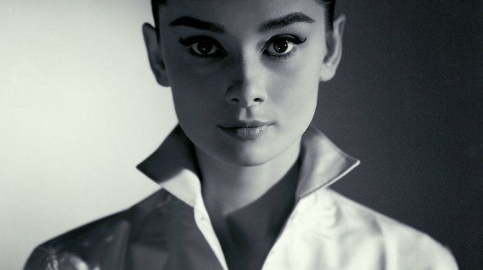 girl, monochrome, Audrey Hepburn