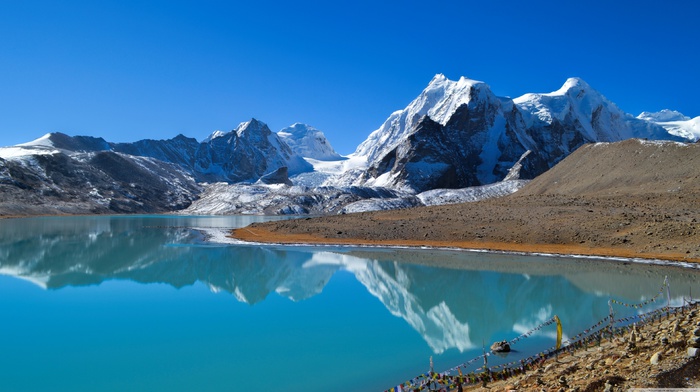 snow, mountain, landscape, lake