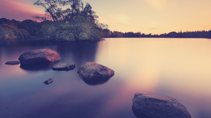 long exposure, lake, nature