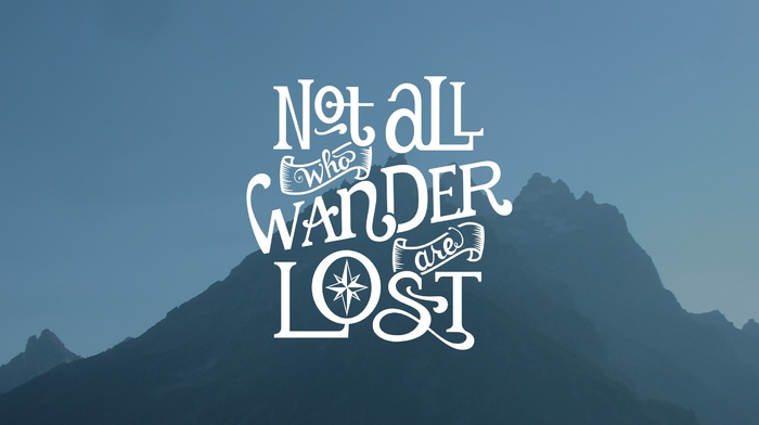simple background, typography, quote, J. R. R. Tolkien, mountain, simple, blue
