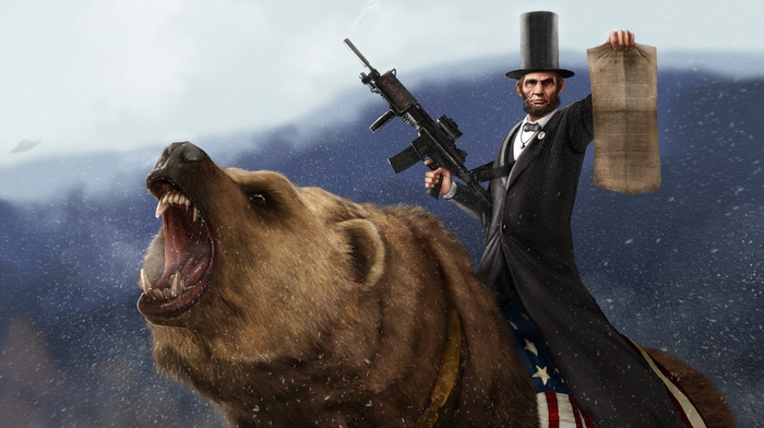presidents, Abraham Lincoln, Rare, humor, weapon, bears