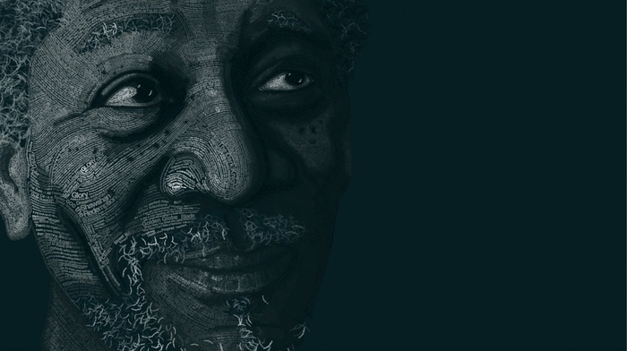 typographic portraits, typography, Morgan Freeman