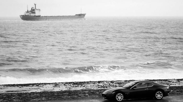 cars, black, ocean, auto