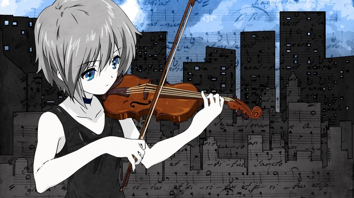 nagato yuki, the melancholy of haruhi suzumiya, violin, anime girls, anime