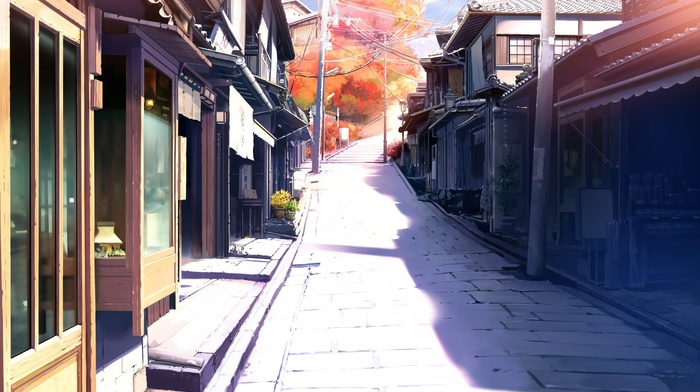 drawing, road, landscape, architecture, fall