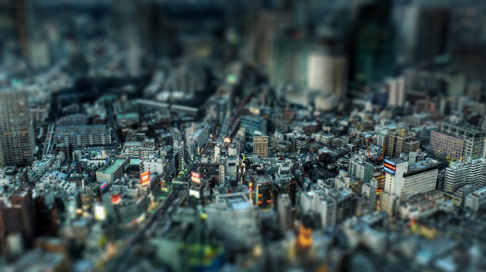 Tokyo, tilt shift, Japan, cityscape