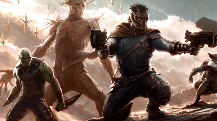 Drax the Destroyer, star lord, groot, guardians of the galaxy