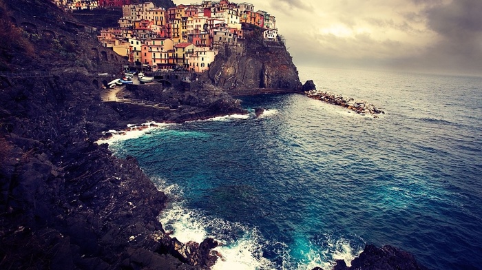 Italy, Cinque Terre, landscape, Manarola, sea