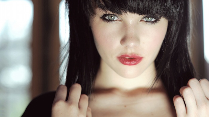 black hair, Melissa Clarke, blue eyes, lips, sensual gaze, girl, face, Suicide Girls