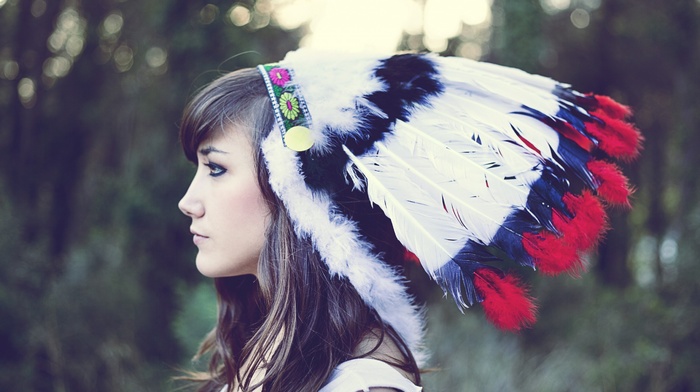 headdress, brunette, native americans