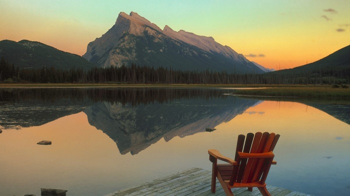 lake, reflection, banff national park, Canada, mountain