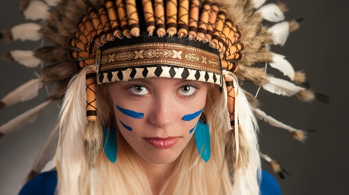 girl, headdress, piercing, blonde