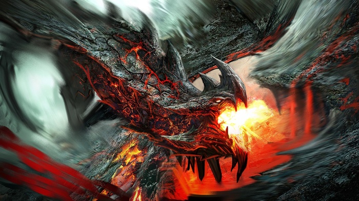 rock, dragon, fire