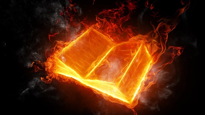 fire, light, 3D, smoke, book