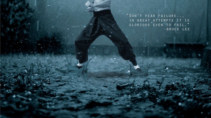 inspirational, rain, quote, gyms, bruce lee, kung fu