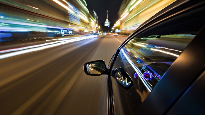 road, reflection, car, 3D
