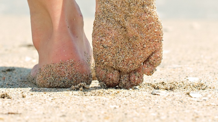 sand, barefoot, feet