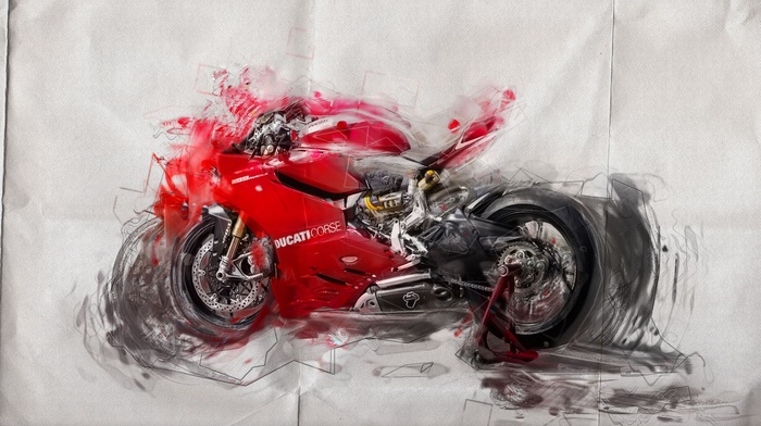 Ducati, paper, red, brush