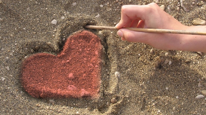love, sand, beach
