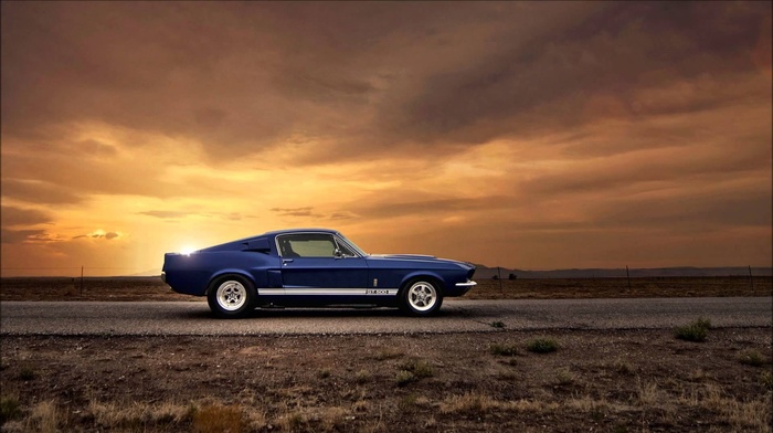 car, blue cars, Ford Mustang