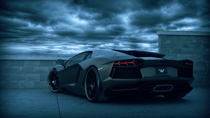 car, Lamborghini, clouds