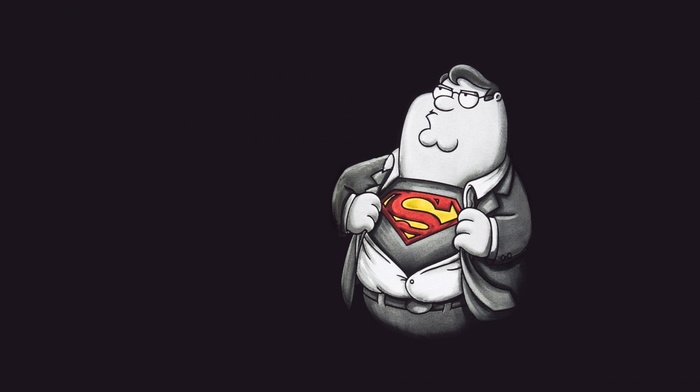 Family Guy, superhero, Peter Griffin, gray, artwork, minimalism