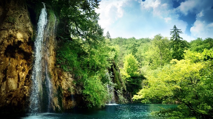 landscape, waterfall, water, nature