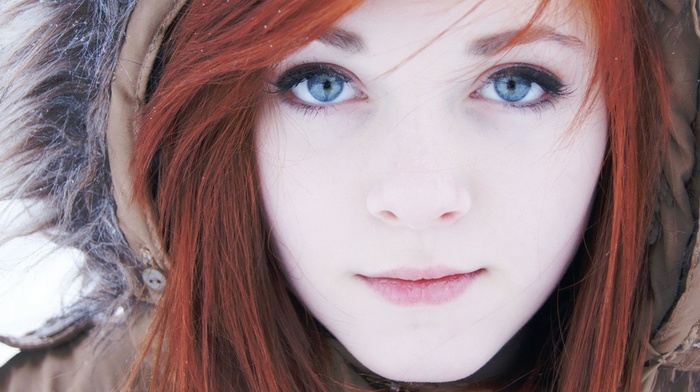 girl, lips, redhead, closeup, blue eyes