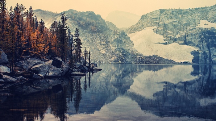 lake, nature, reflection, cold, landscape