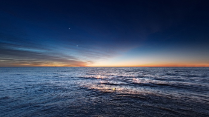sea, HDR, sunset, nature