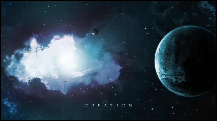 stars, planet, digital art