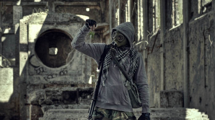 urban exploration, urbex, gas masks, Klamra, Poland, S.T.A.L.K.E.R., abandoned