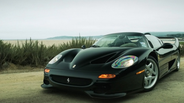 black, cars, ferrari