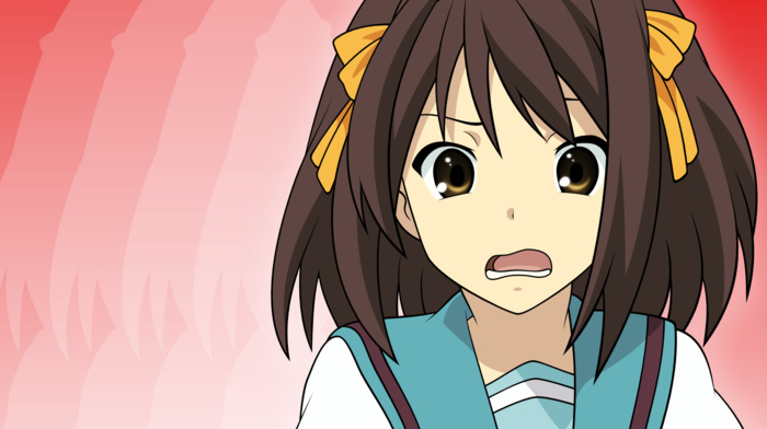 suzumiya haruhi, anime, anime girls, ribbon